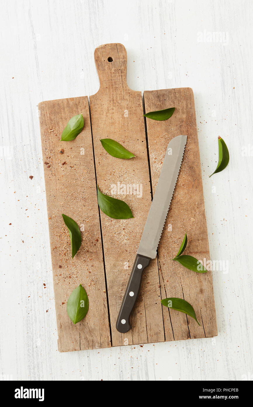 knife on a cutting board Stock Photo