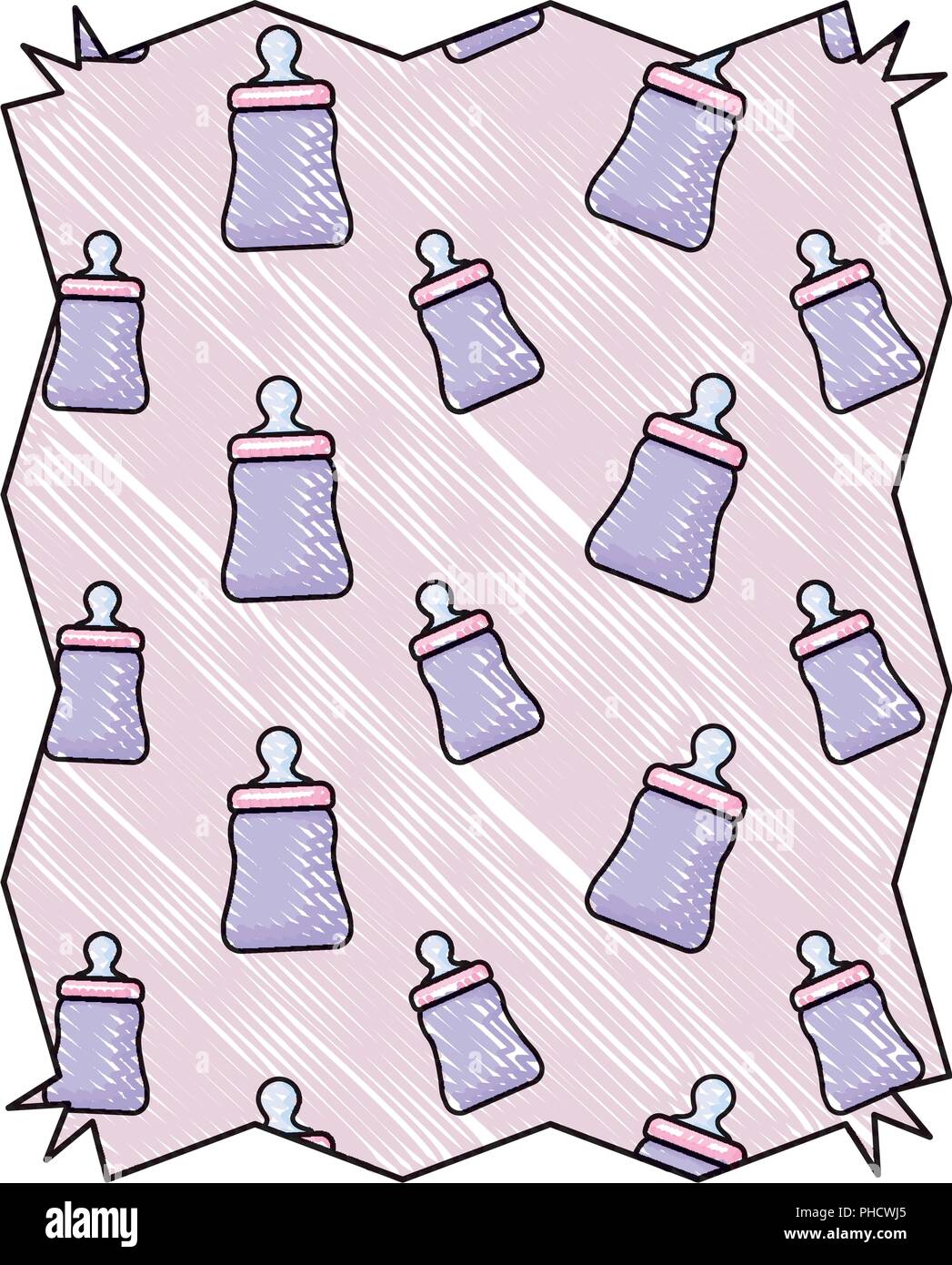 abstract frame with baby bottle pattern over white background, vector ...