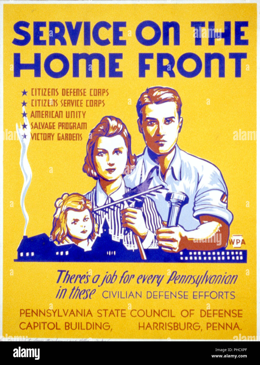 Poster encouraging participation in civil defense efforts, showing ...