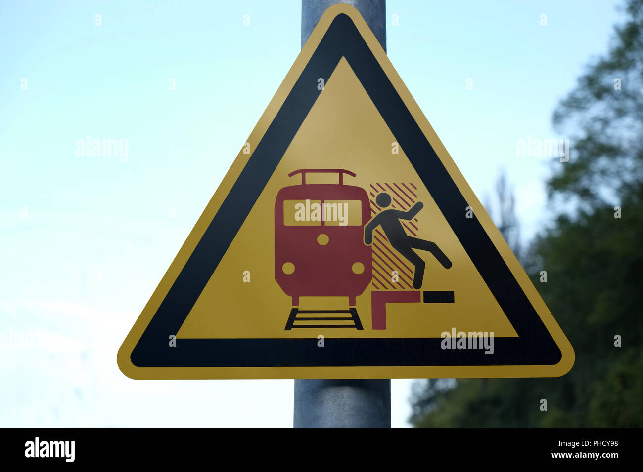 Warning sign in the rail traffic Stock Photo