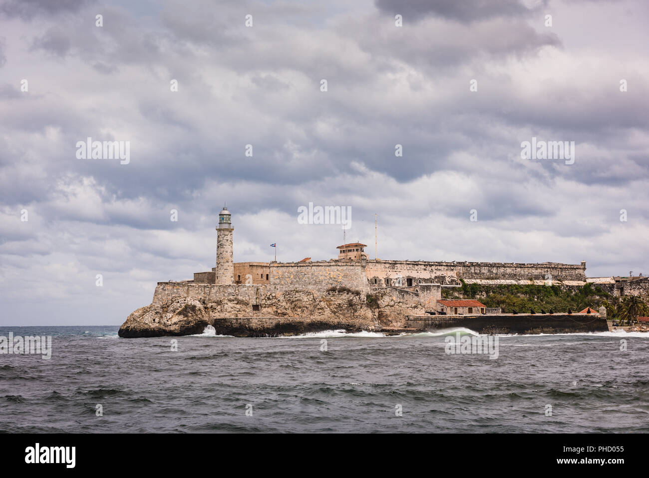 Havana, Cuba / March 22, 2016:  Morro Castle (Castillo de los Tres Reyes Magos del Morro) named after the three biblical Magi, is a fortress guarding  Stock Photo