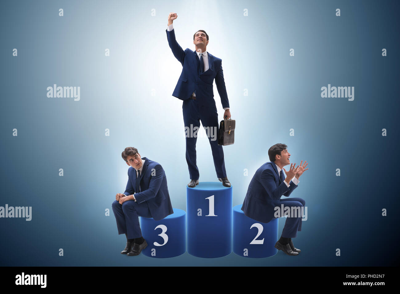 Businessman winning the first place in competition concept Stock Photo ...
