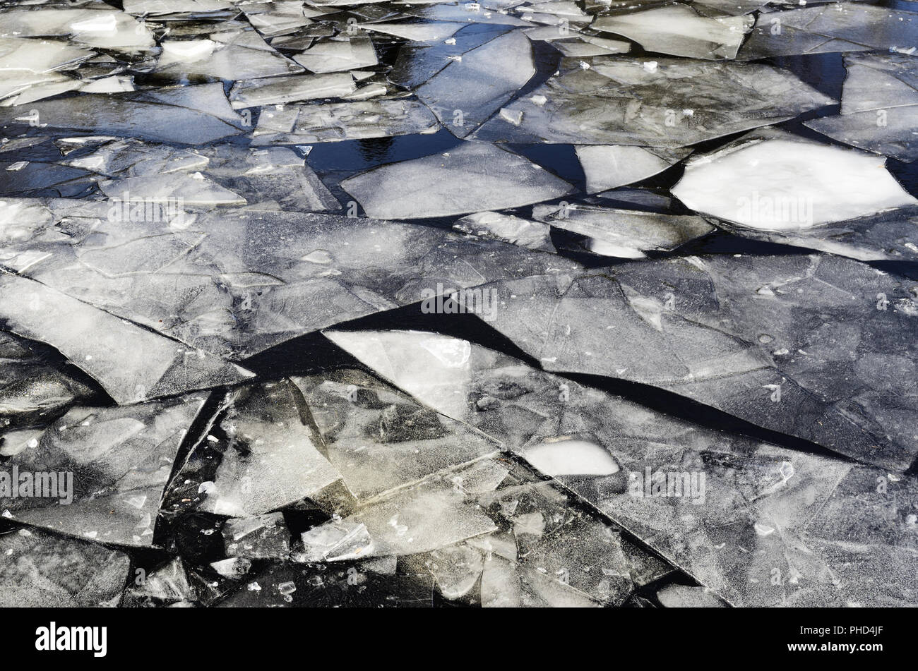 ice-field on the lake in winter Stock Photo