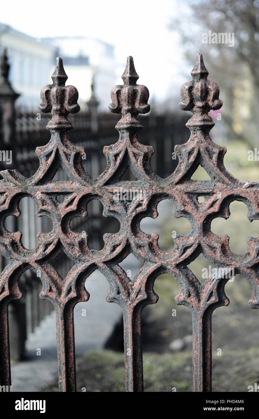 closeup of an old cast iron fence Stock Photo Alamy