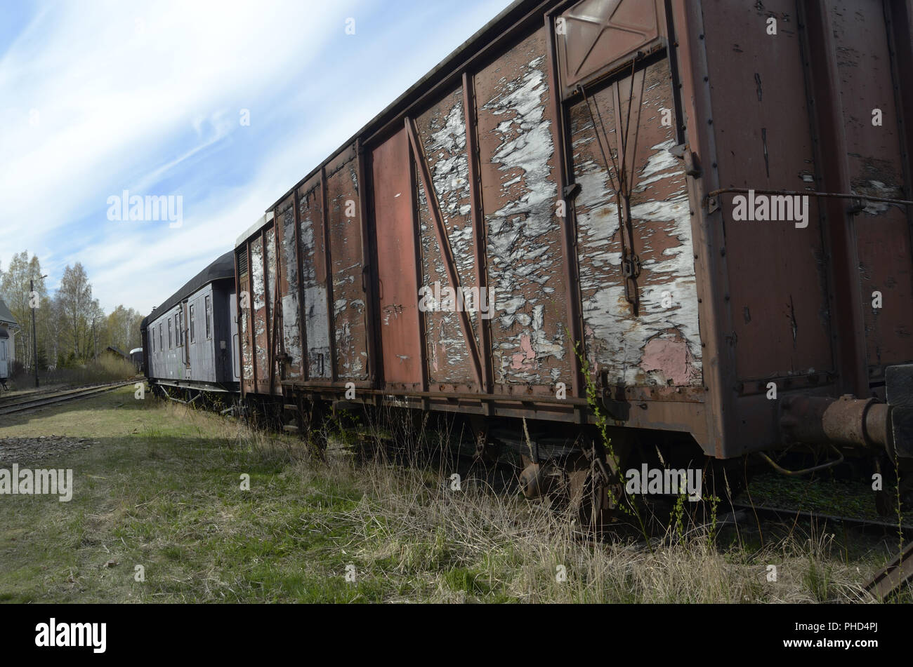 vintage freight wagons Stock Photo