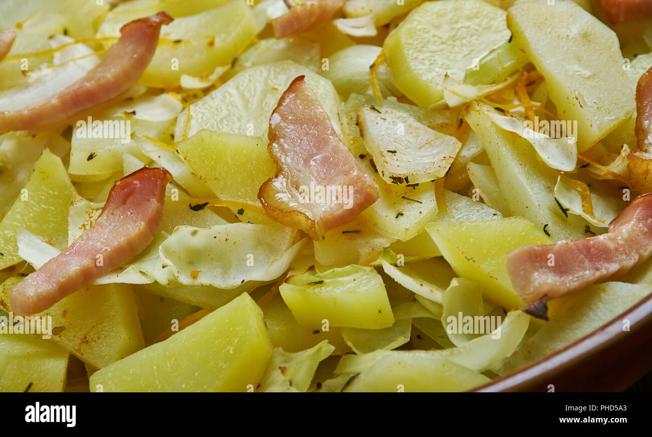 Polish Cabbage, Potato, and Bacon Casserole Stock Photo Alamy