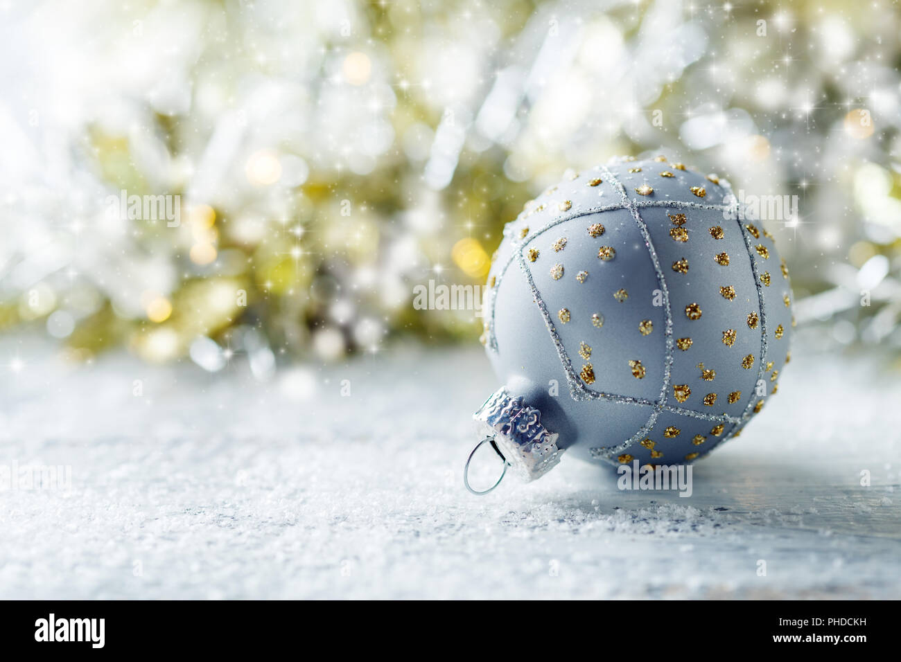 Silver Christmas ball closeup. Stock Photo
