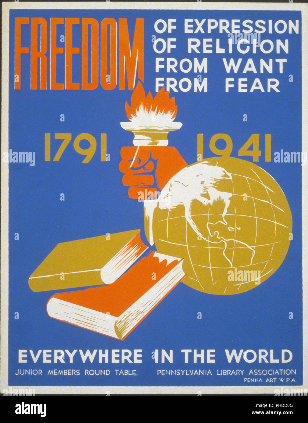 Poster promoting President Franklin Delano Roosevelt's four freedoms