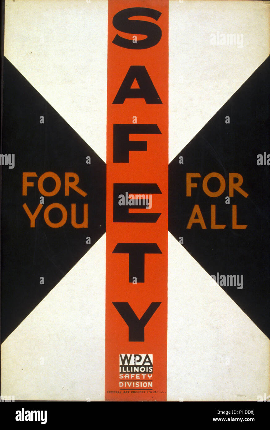 Poster for the WPA Illinois Safety Division promoting safety, showing a