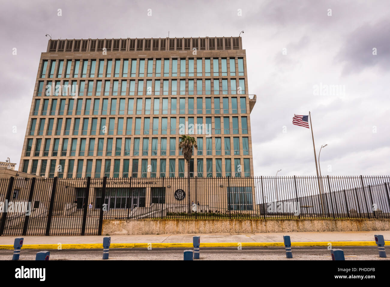 Havana, Cuba / March 21, 2016: The Embassy of the United States of America in Havana is the United States of America's diplomatic mission in Cuba. Stock Photo