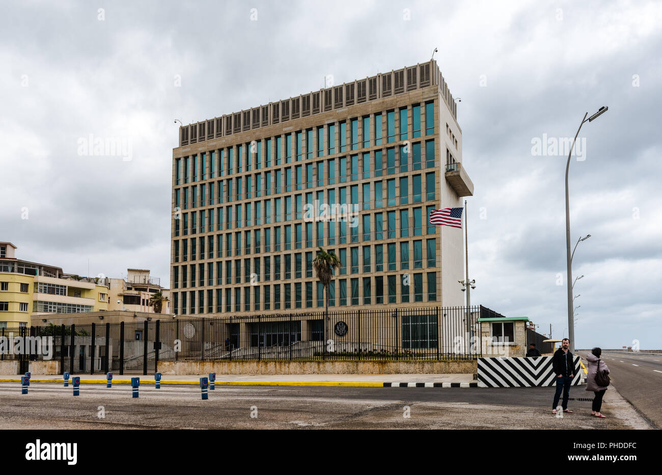 Havana, Cuba / March 21, 2016: The Embassy of the United States of America in Havana is the United States of Americas diplomatic mission in Cuba. Stock Photo
