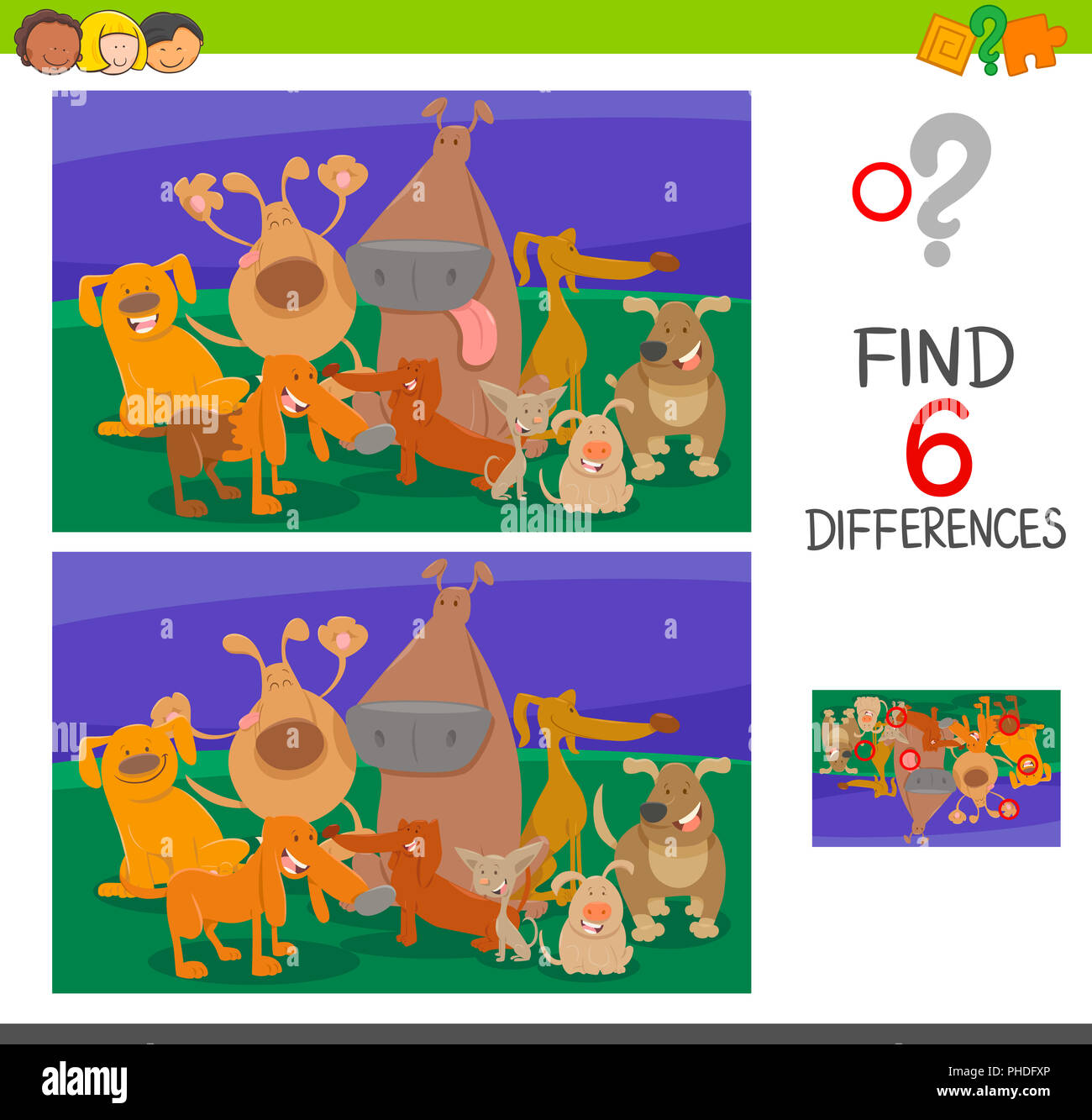 find the differences with dogs cartoon characters Stock Photo - Alamy