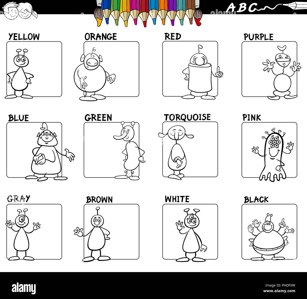 Educational Basic Colors Set Coloring Book Stock Photo