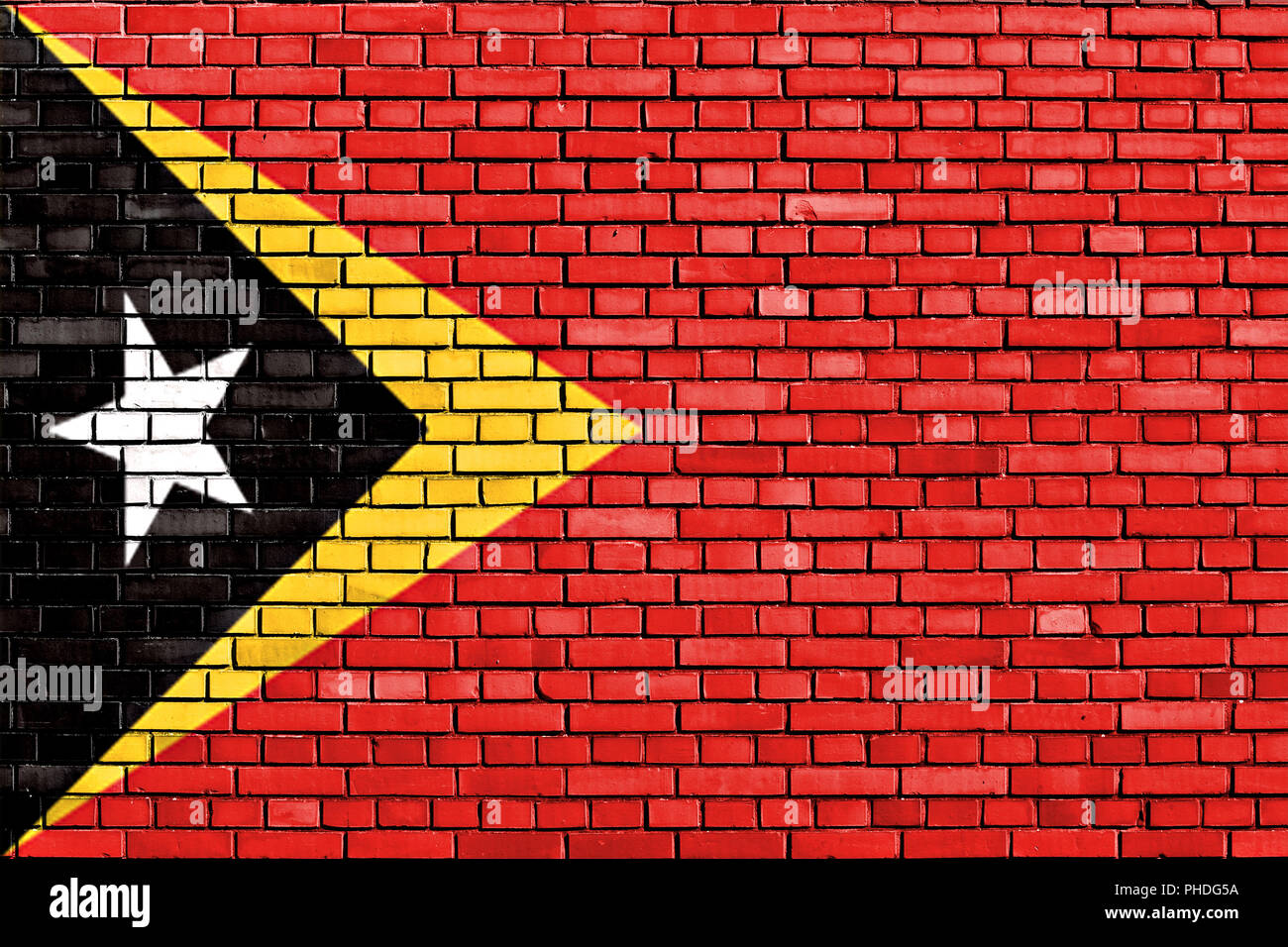 flag of East Timor painted on brick wall Stock Photo
