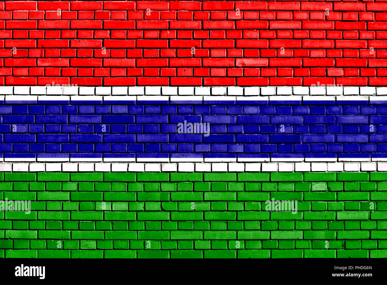 flag of Gambia painted on brick wall Stock Photo