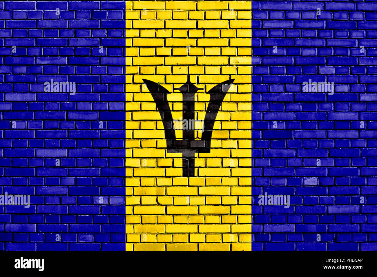 Flag Of Barbados Painted On Brick Wall Stock Photo Alamy