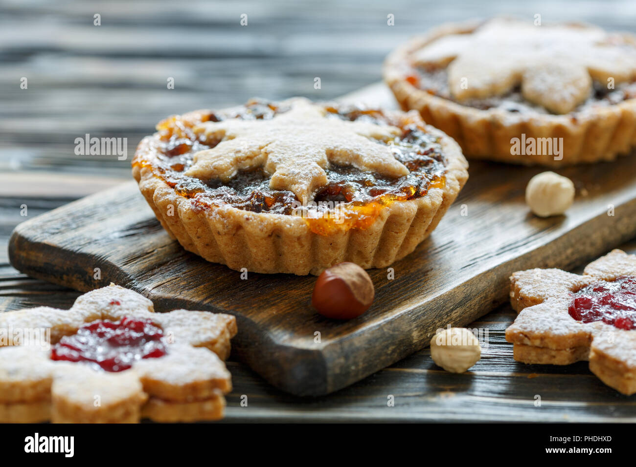 Cakes with dried fruits, orange jam and nuts Stock Photo Alamy