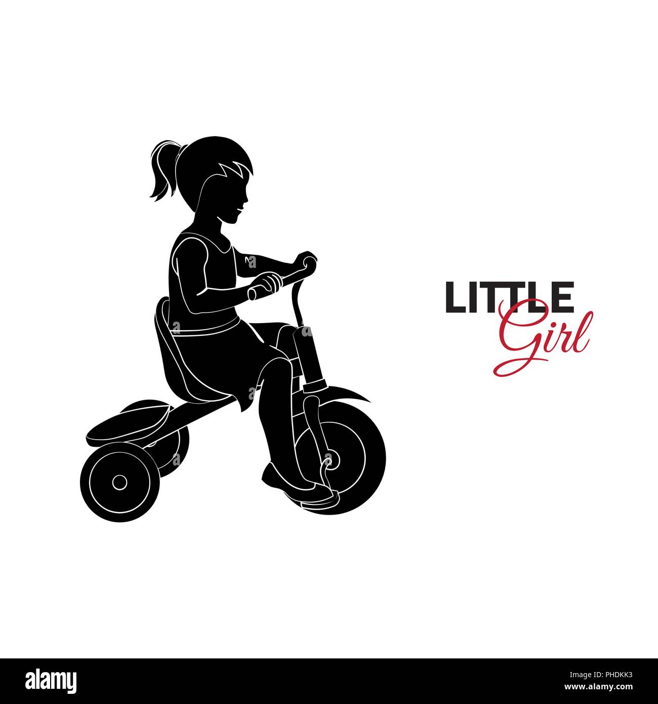 Little child, baby. Little girl riding a bicycle Stock Vector