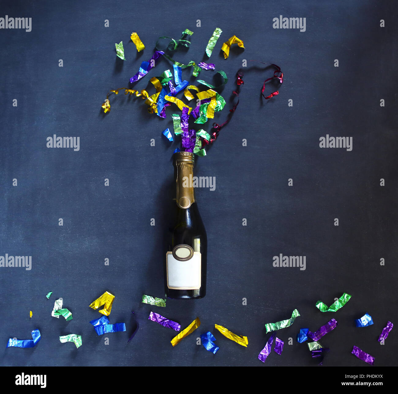 Champagne bottle on black background Stock Photo - Alamy