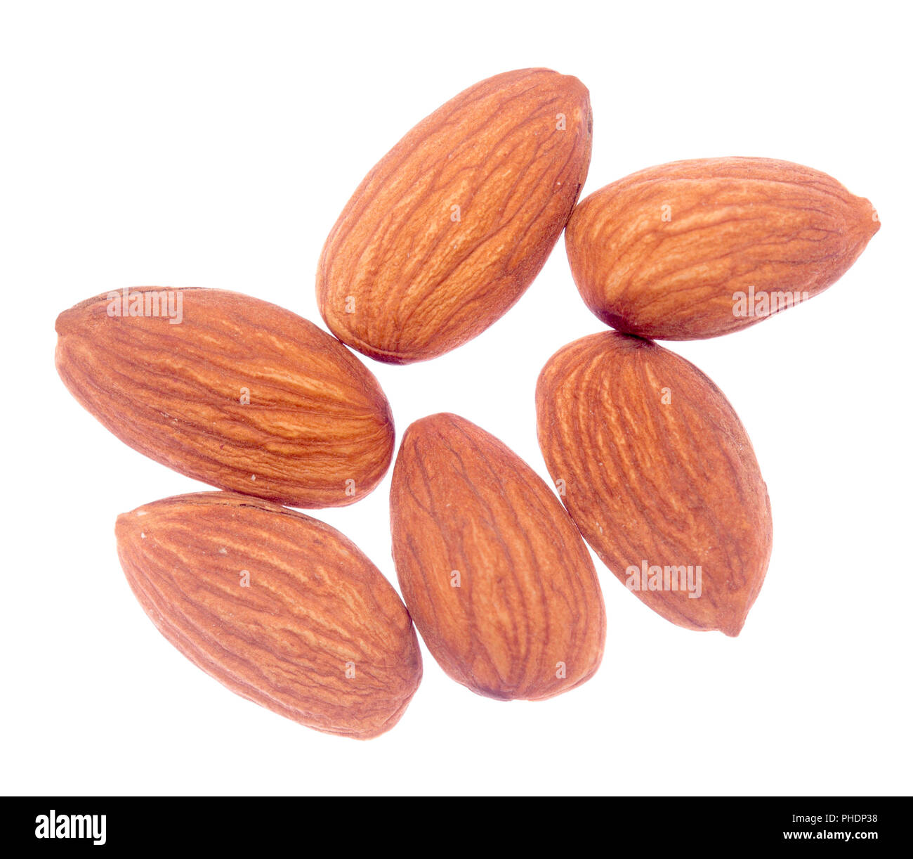 Almonds on white Stock Photo
