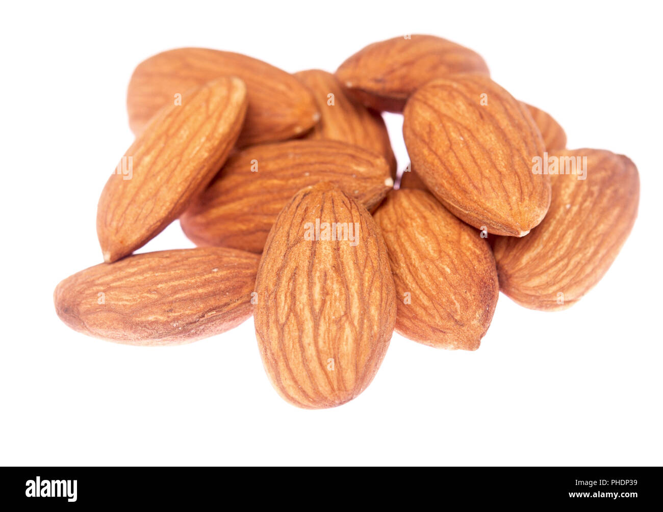 Almonds on white Stock Photo