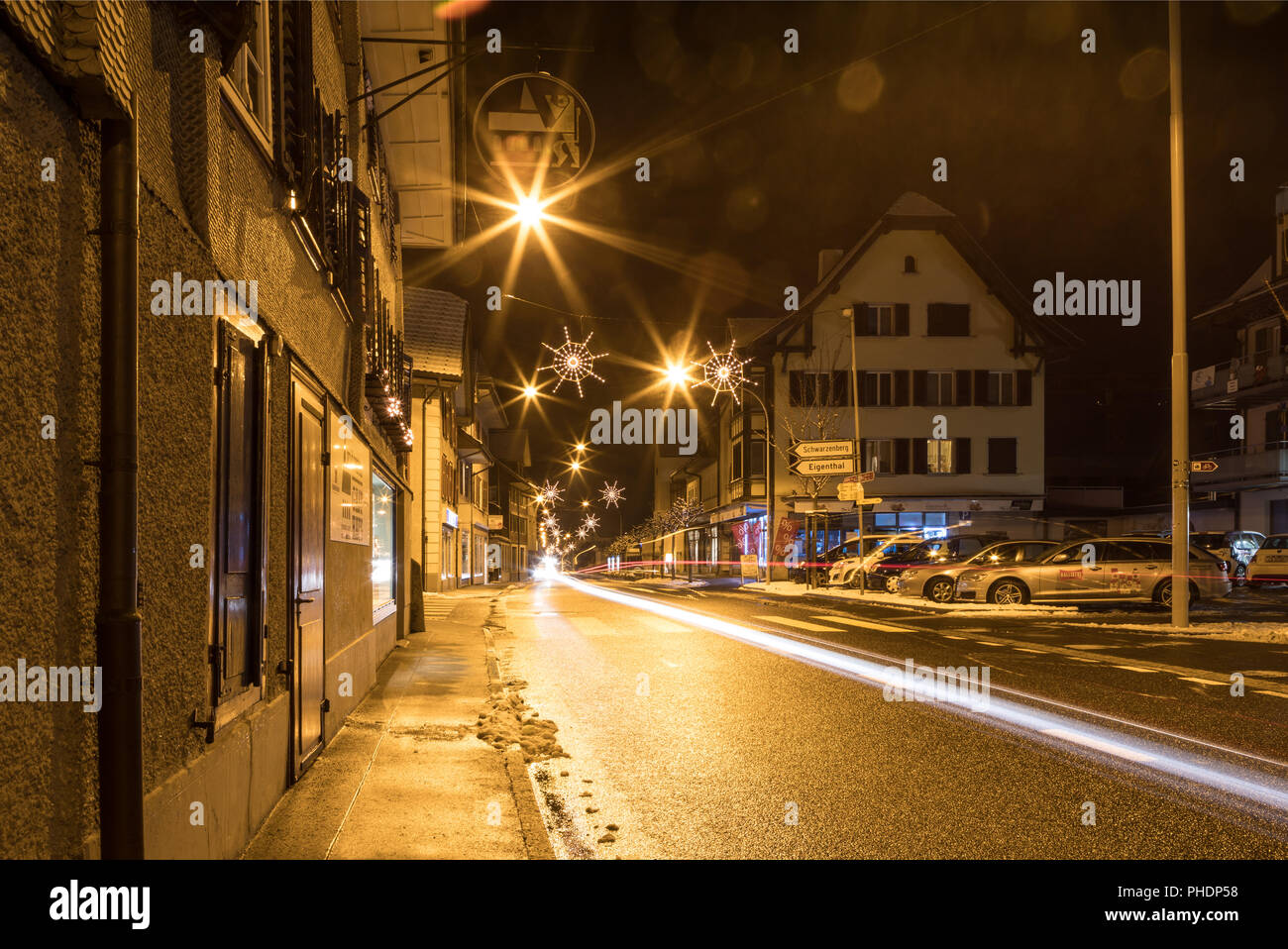 Malters by Night, Lucerne, Switzerland, Europe Stock Photo