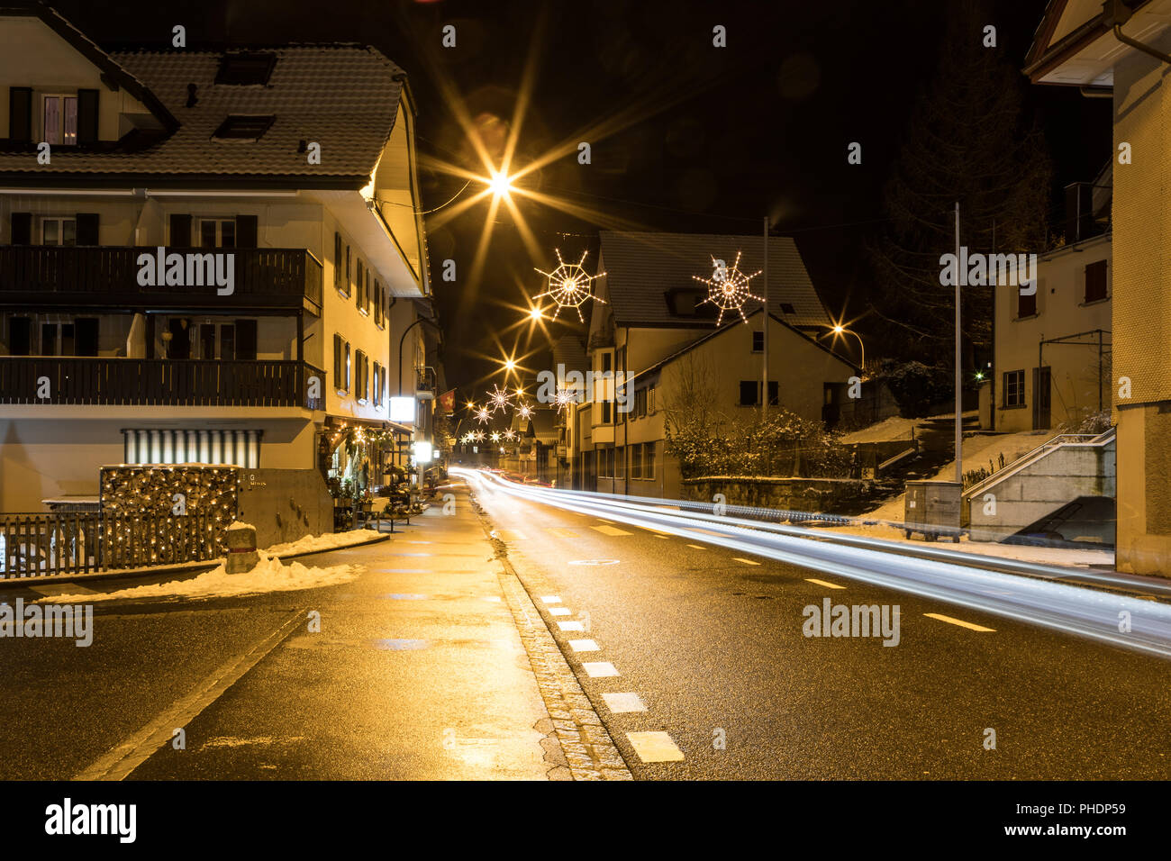 Malters by Night, Lucerne, Switzerland, Europe Stock Photo