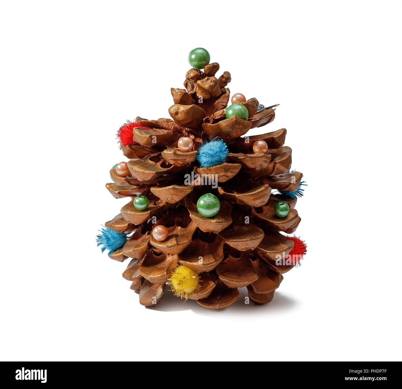 Pine cone with decorations Stock Photo