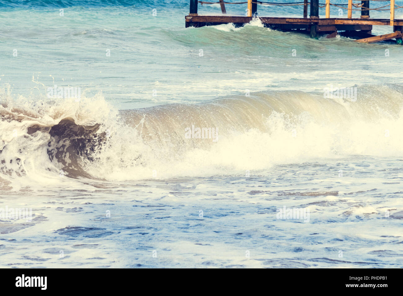 Tropical hurricane waves of the sea of the Dominican Republic Stock Photo