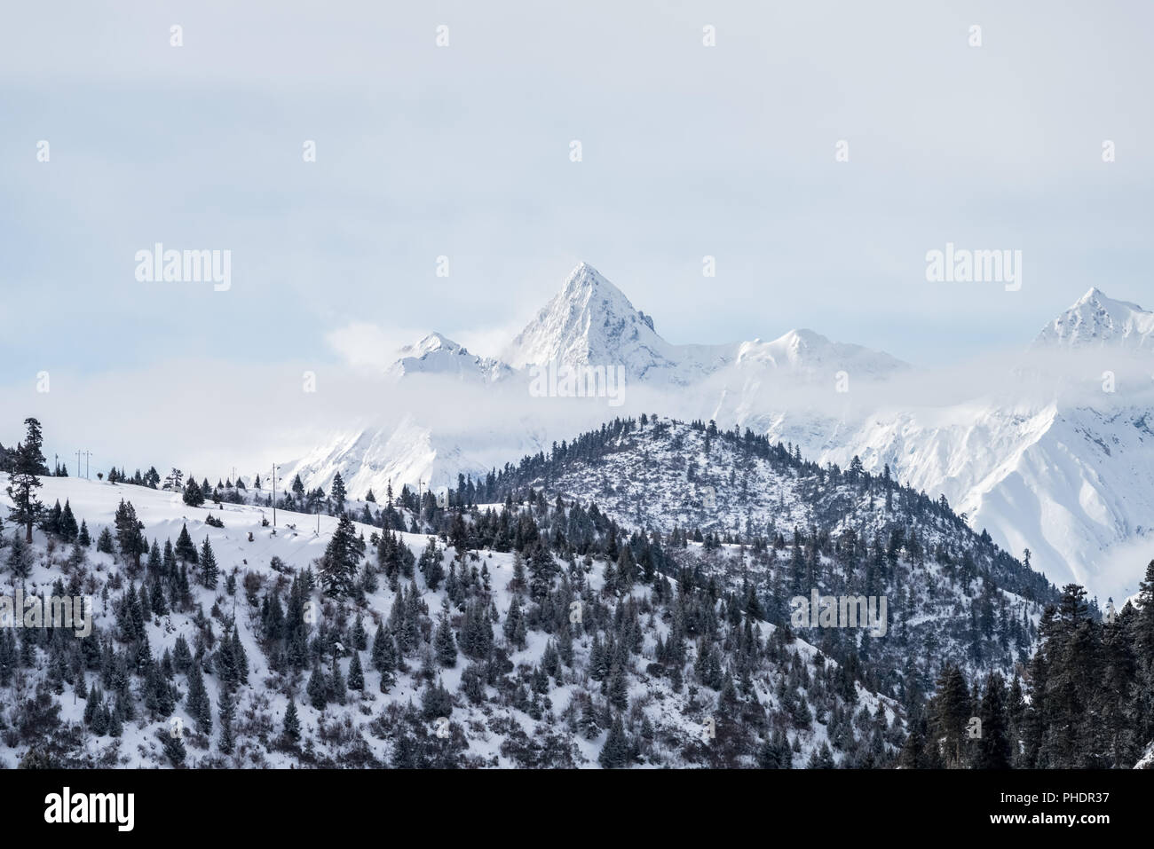 snow mountain landscape Stock Photo