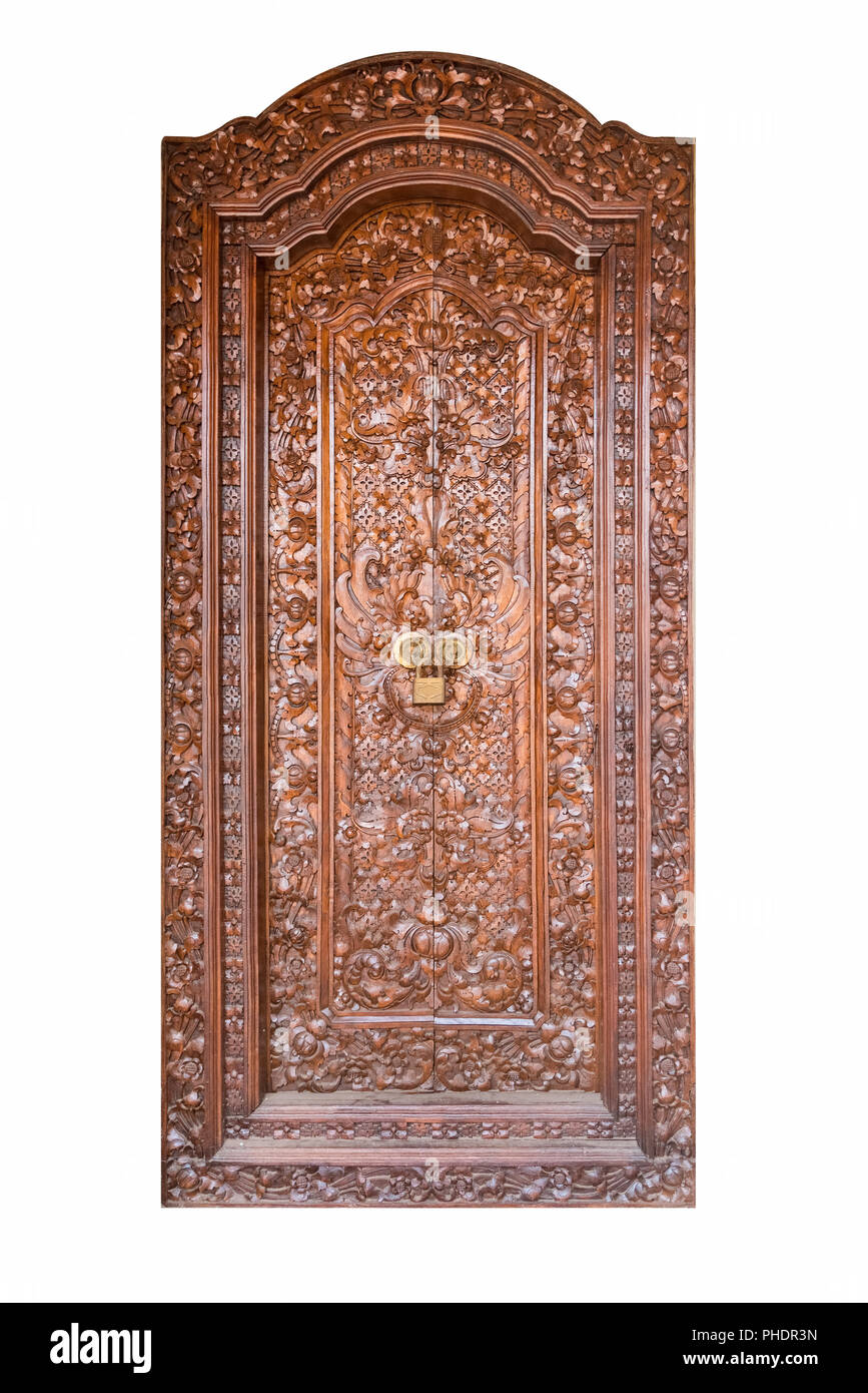 gorgeous old wooden door isolated Stock Photo