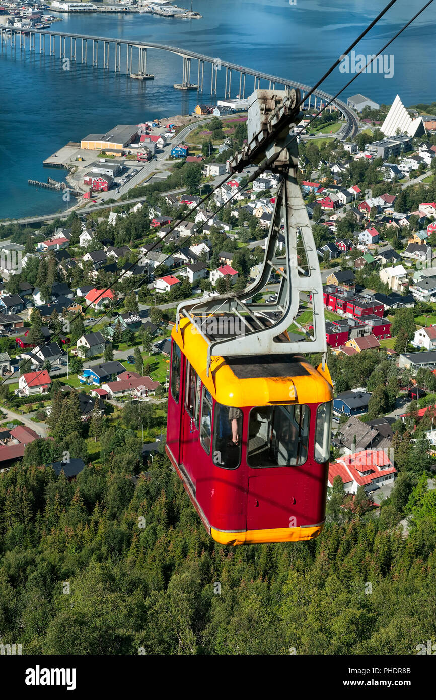 Cable car above Tromso city, Norway Stock Photo - Alamy