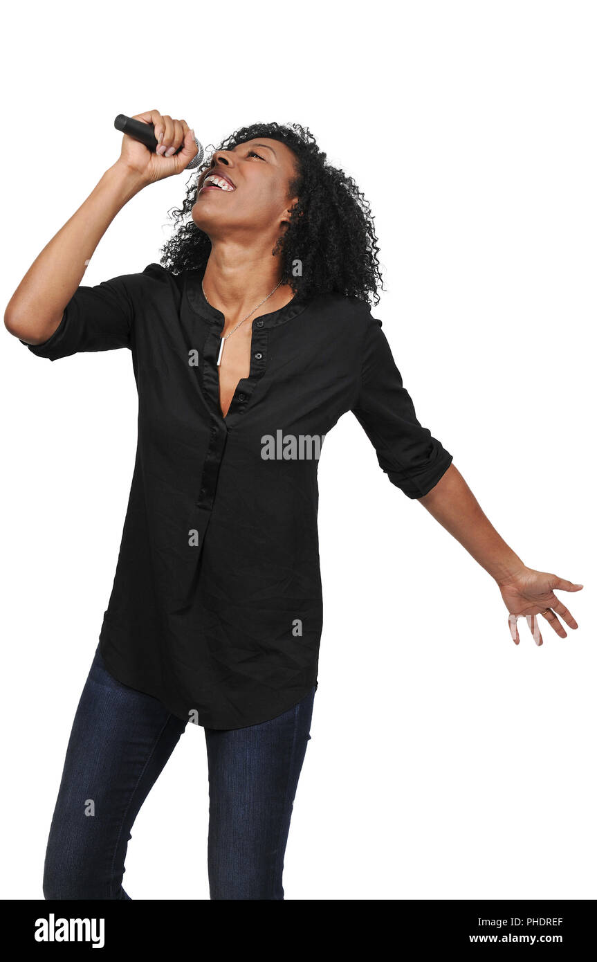 Black Woman Singer Stock Photo