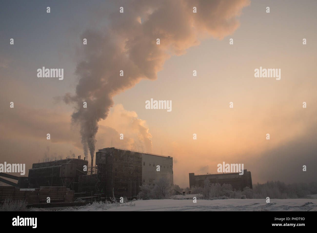factory smoke pollution, environmental problems and air pollution Stock Photo