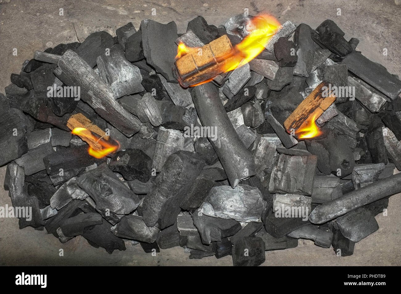 Fire starters in a charcoal BBQ Stock Photo Alamy