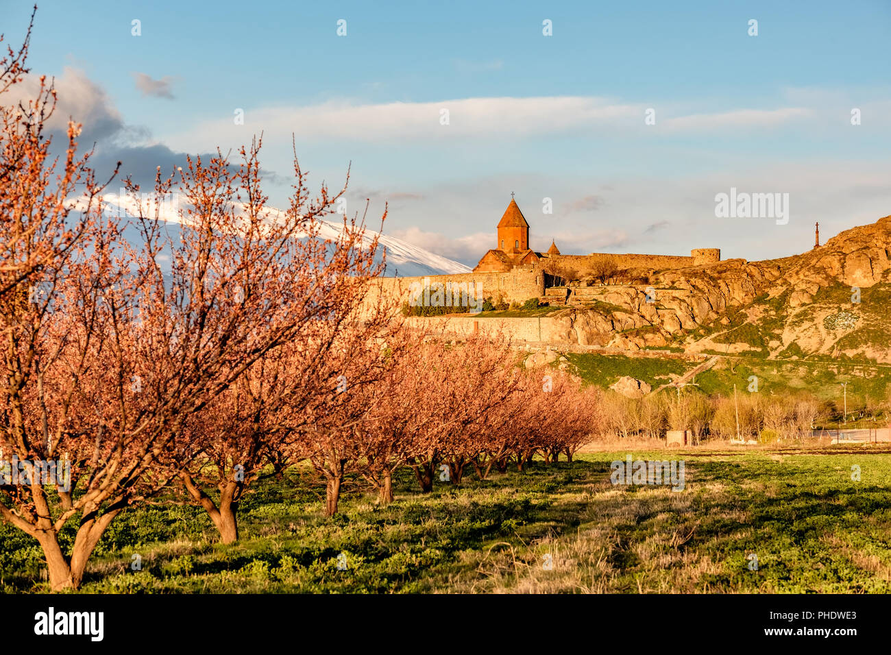 Ancient monastery in front of mountain Stock Photo - Alamy