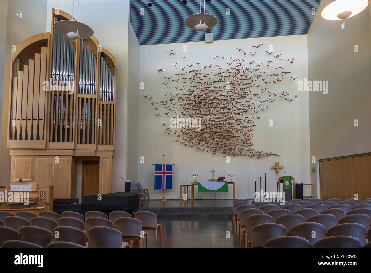 Iceland, Westfjord, Isafjordur church interior Stock Photo