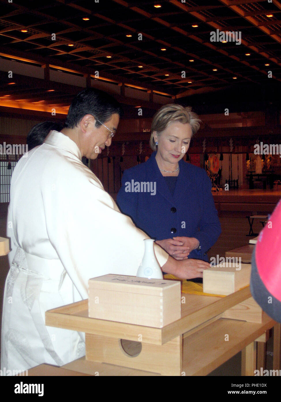 U.S. Secretary of State Hillary Clinton visits the Meiji shrine in Tokyo, Japan February 17, 2009. Stock Photo
