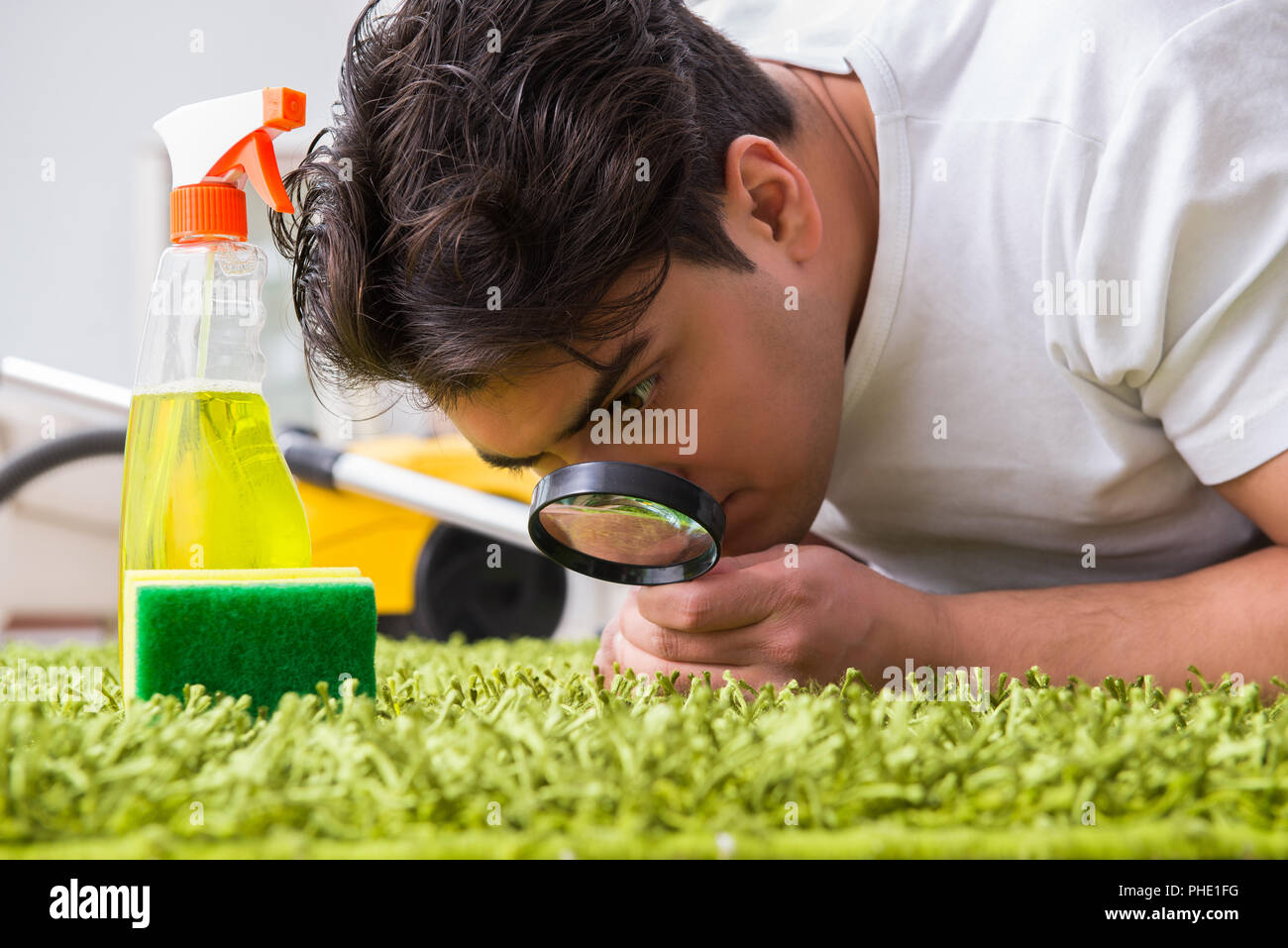 Young husband man cleaning floor at home Stock Photo Alamy