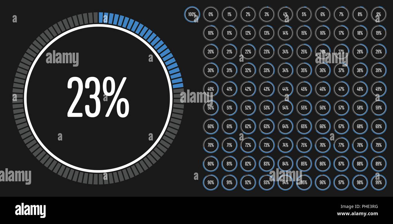 Set of circle percentage diagrams from 0 to 100 ready-to-use for web ...