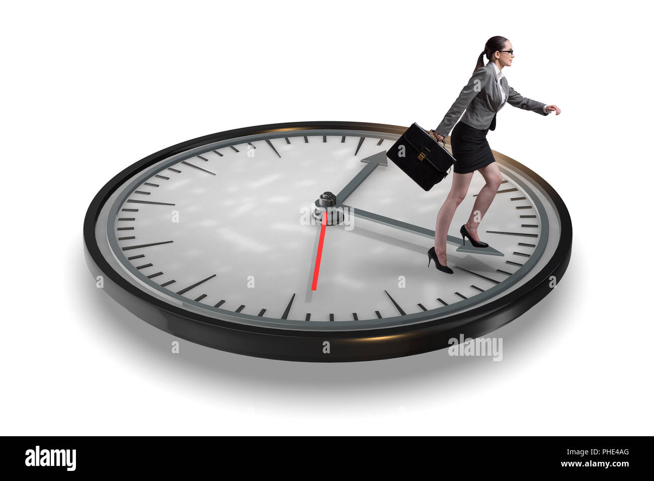 Woman running late for meeting Cut Out Stock Images & Pictures - Alamy