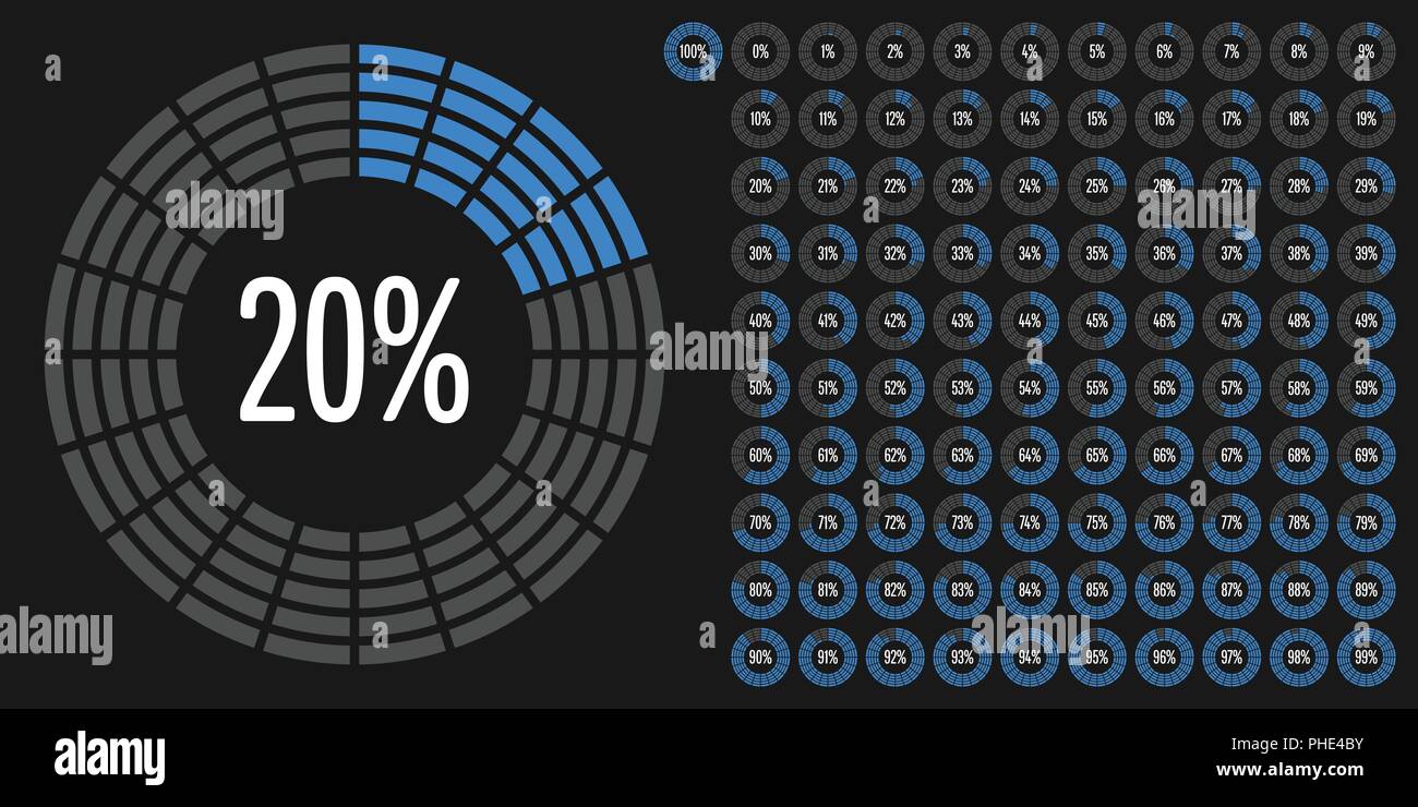 Set of circle percentage diagrams from 0 to 100 ready-to-use for web ...