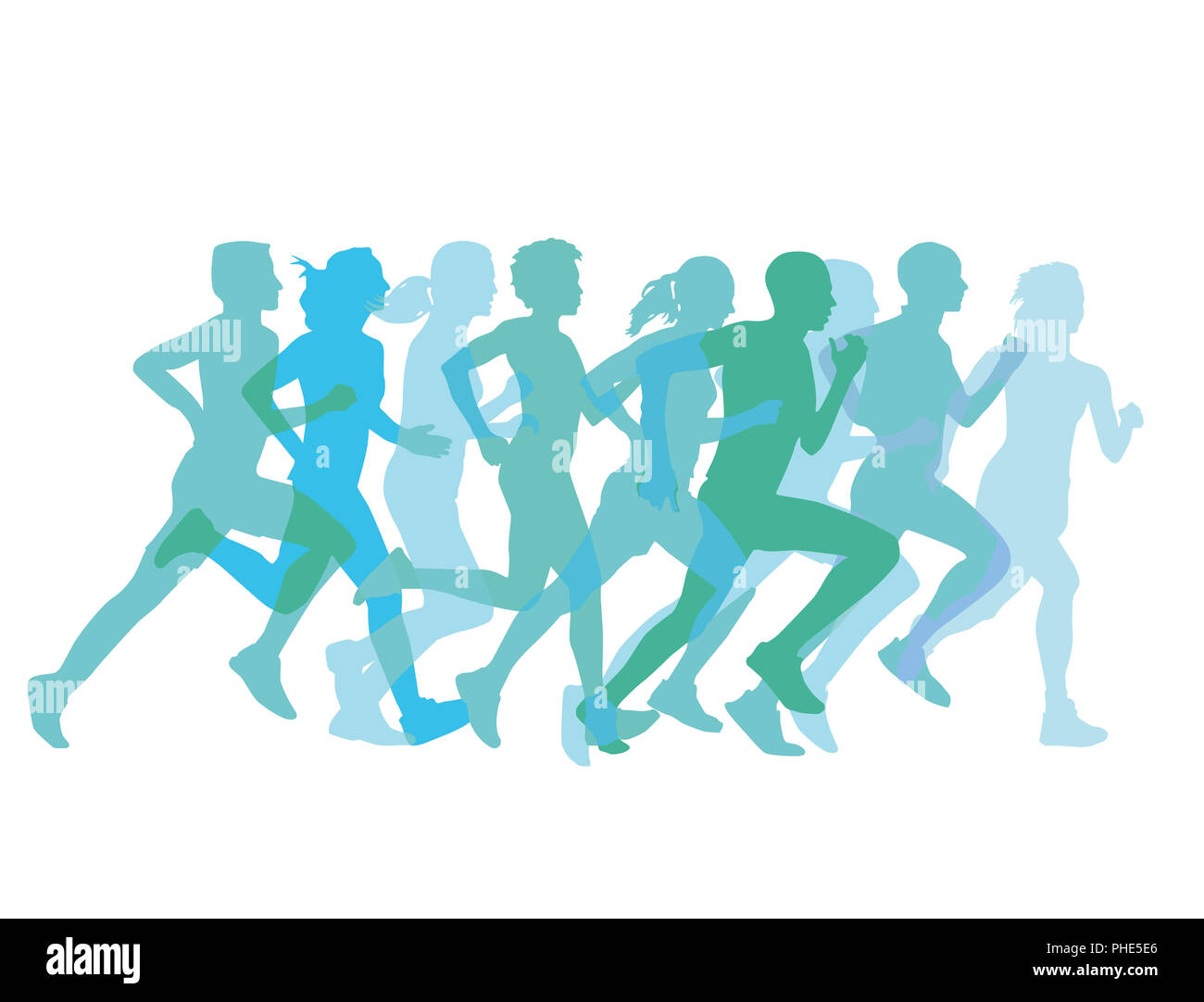 a group of runners together Stock Photo