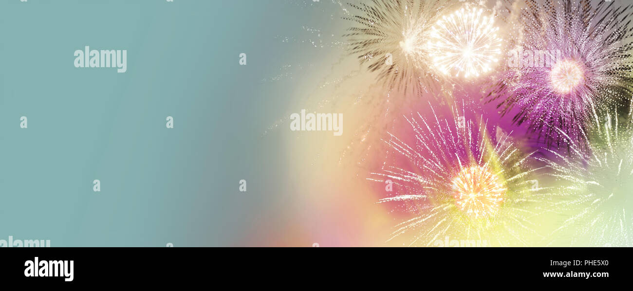lights pattern of bright sparkling fireworks Stock Photo