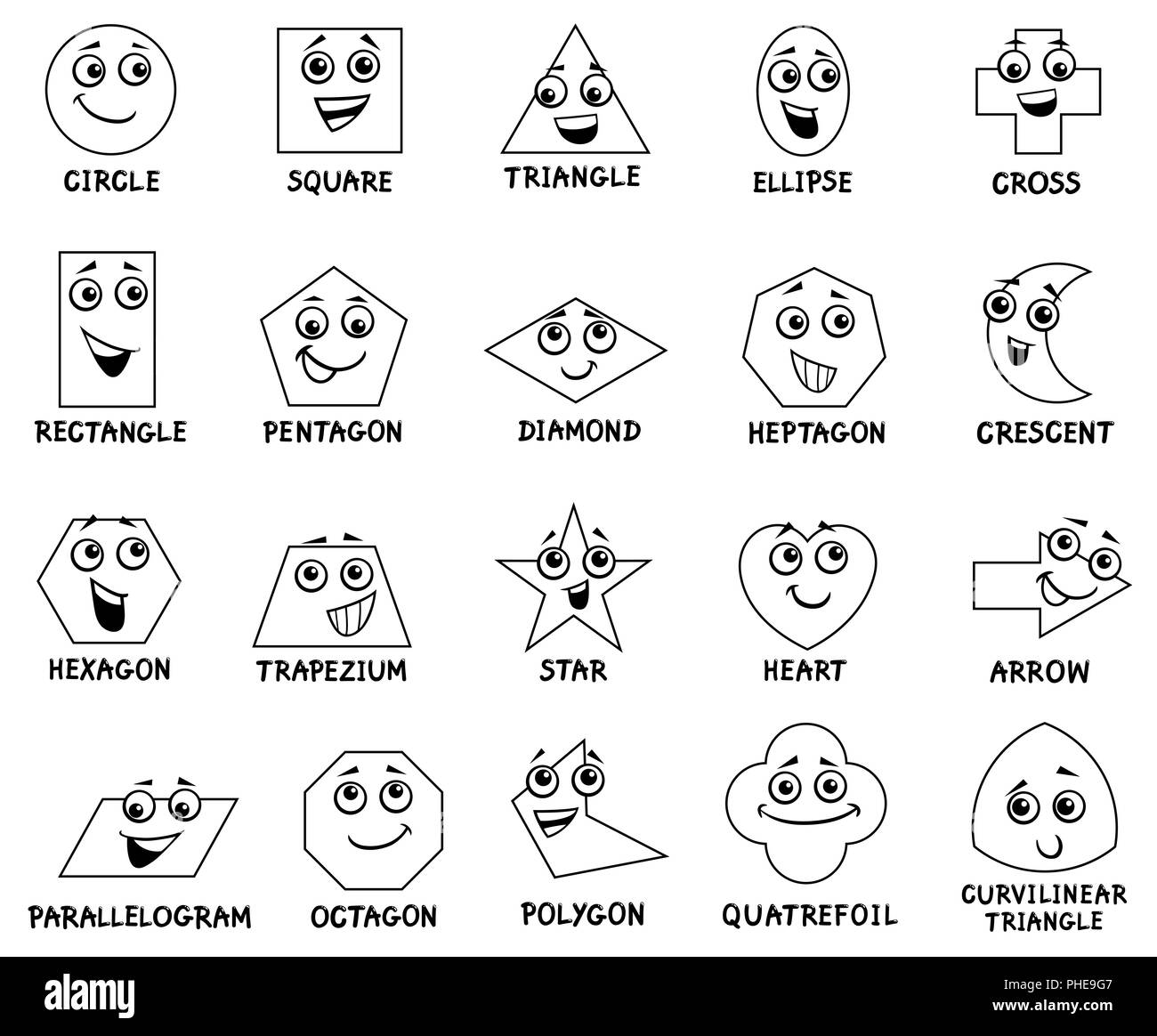 cartoon basic geometric shapes characters Stock Photo