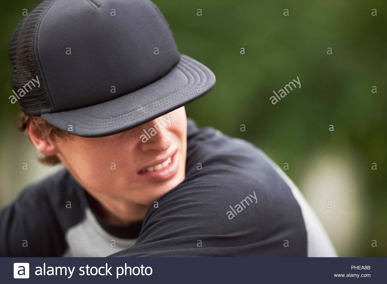 boys black baseball cap