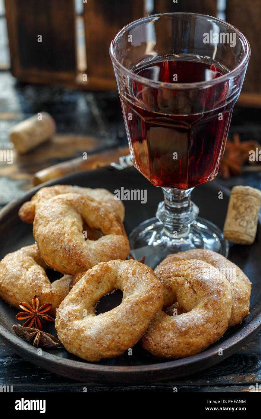 Traditional Italian wine donuts(Ciambelle al Vino). Stock Photo