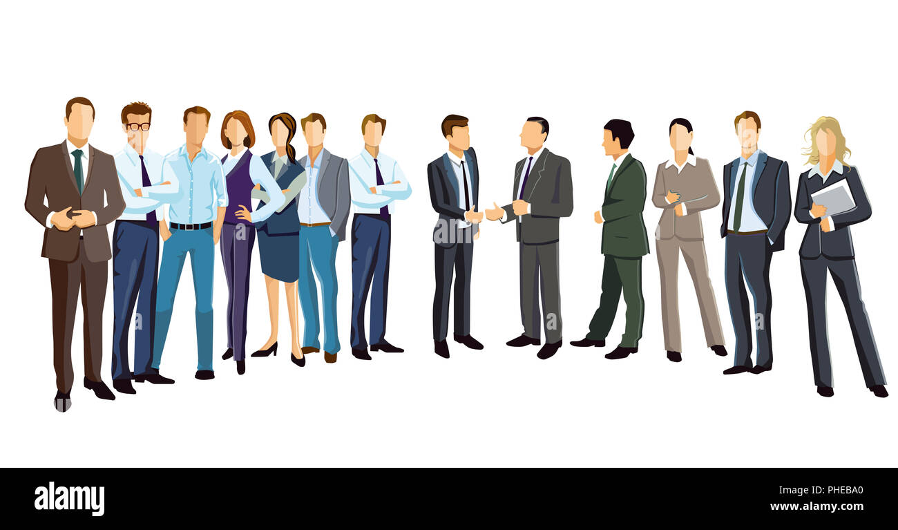 Group picture with diverse business people, illustration Stock Photo