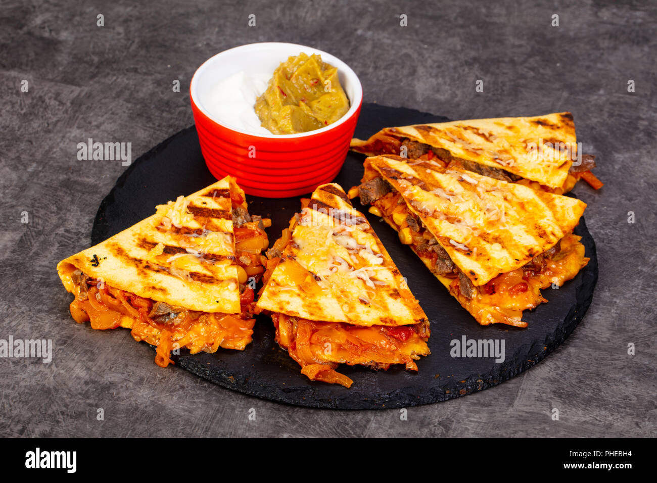 mexican quesadilla tortilla meat, vegetable Stock Photo Alamy