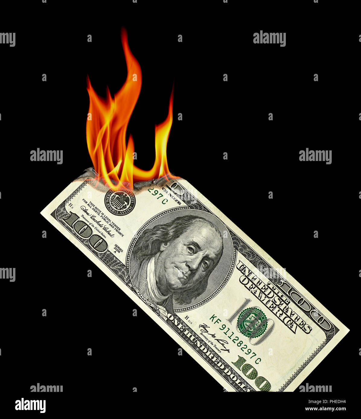Money burning white background hires stock photography and images Alamy